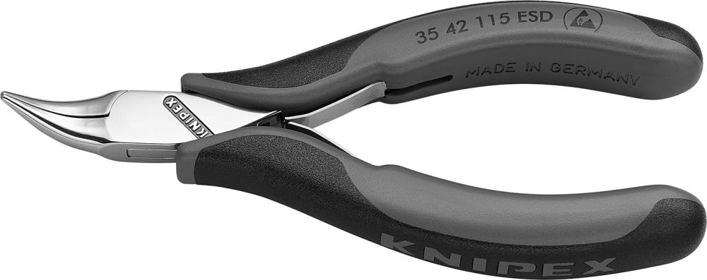 Pince à becs fins Électronique ESD mors plats et ronds coudés 115mm 