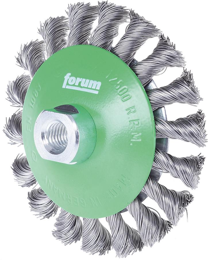 Brosse conique inox. M14 115x0,35mm torsadé 