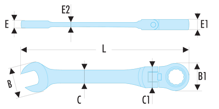Clé mixtes à cliquet articulées métriques