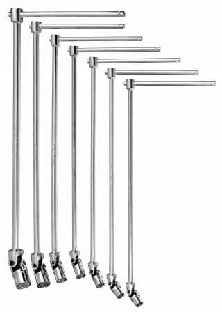 Jeu de clés à douilles en «&nbsp;T&nbsp;» à cardan avec poignée coulissante métriques