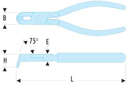 Pince coupante à 75° pour plastique