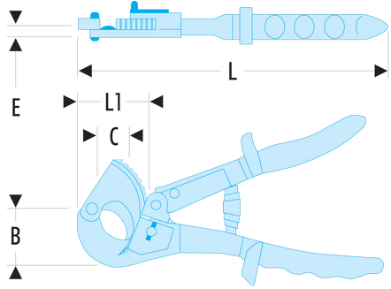 Coupe-câble à cliquet Cuivre-Aluminium