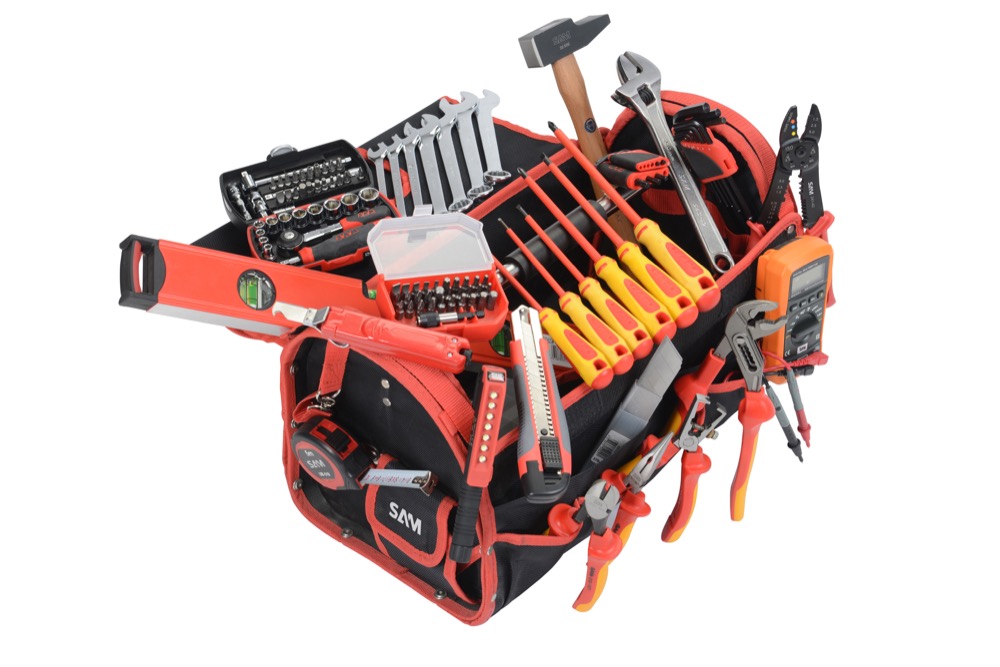 composition d'outils électricien en valise textile 125 outils - Maintenance  Industrie