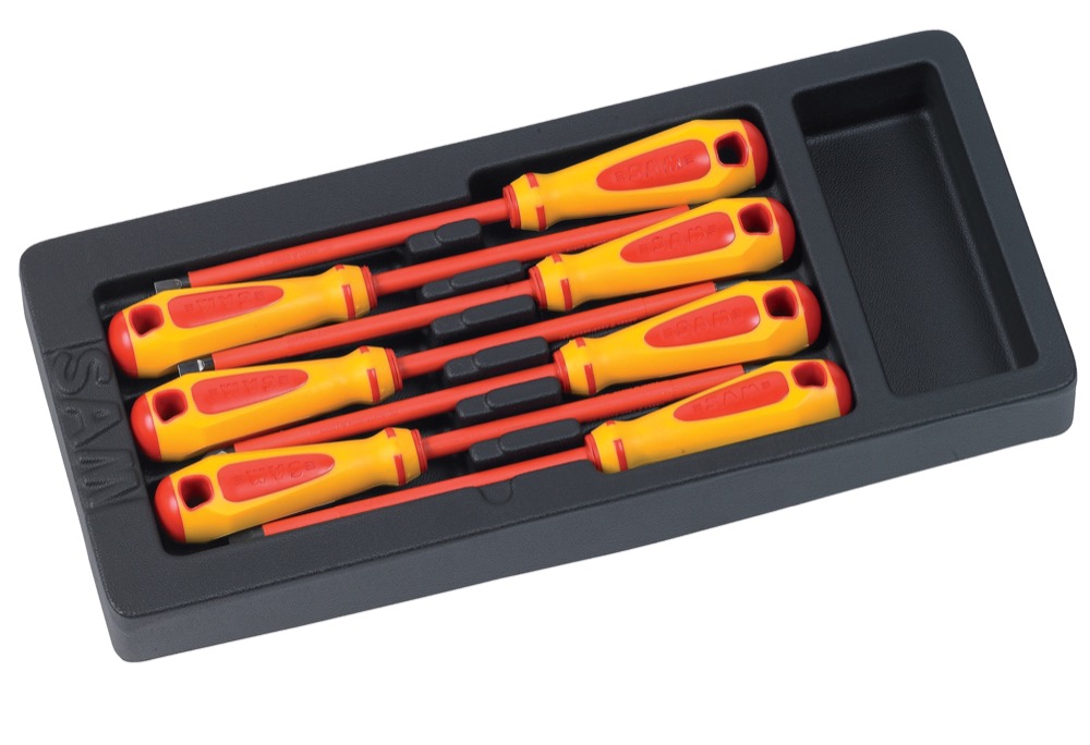 jeu de 7 tournevis isoles 1000v en module abs
