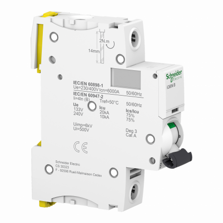 Acti9 iC60N - Disjoncteur - 1P - 20A - Courbe B - 230Vca - 6000A/10kA