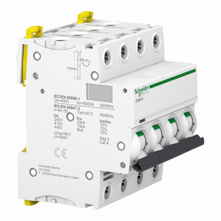 Acti9 iC60N - Disjoncteur - 4P - 32A - Courbe B - 400Vca - 6000A/10kA