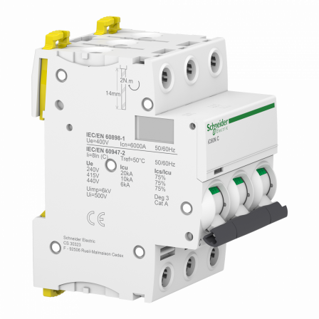 Acti9 iC60N - Disjoncteur - 3P - 10A - Courbe C - 400Vca - 6000A/10kA