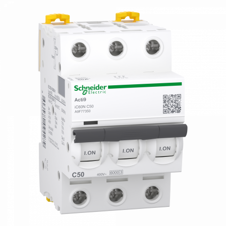 Acti9 iC60N - Disjoncteur - 3P - 50A - Courbe C - 400Vca - 6000A/10kA