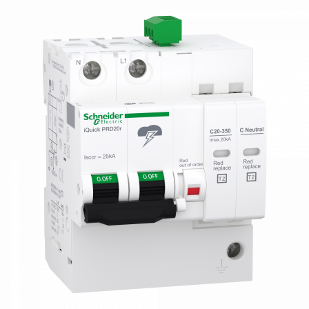 Acti9 - Parafoudre iQuick PRD20r - 1P+N avec report de signalisation