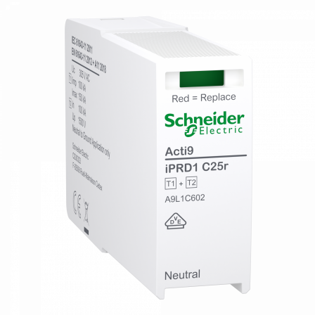 Acti9 IPRD1 C25r - Cartouche Parafoudre Type 1+2 1 - 18mm -Neutre/Terre pr 3PN