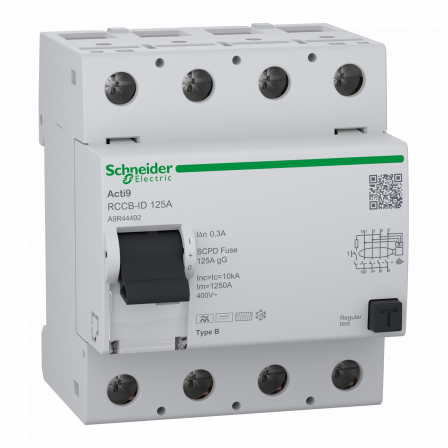 Acti9 RCCB-ID - interrupteur différentiel - 4P - 125A - Type B - 300mA