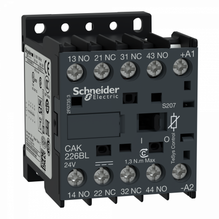 TeSys K - contacteur auxiliaire - 2F+2O - 24VBC - cosses fermées ferroviaire