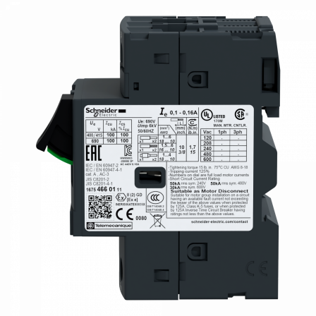 TeSys GV disjoncteur moteur 0,4 à 0,63A 3P 3d déclencheur magnétothermique