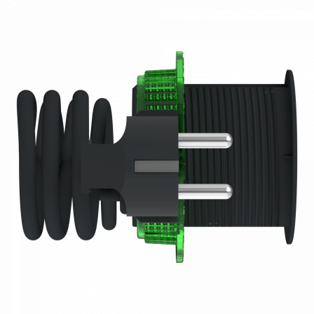 Unica System+ - bloc de prise à encastrer XS - 2P+T + USB A - câble 2m - anthra