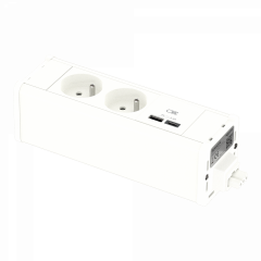 Unica System+ - nourrice précâblée M - 2 prises 2P+T + USB A+C - blanc
