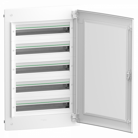 PrismaSeT XS - Coffret plastique encastré 5 rang. 24 modules - avec porte transp