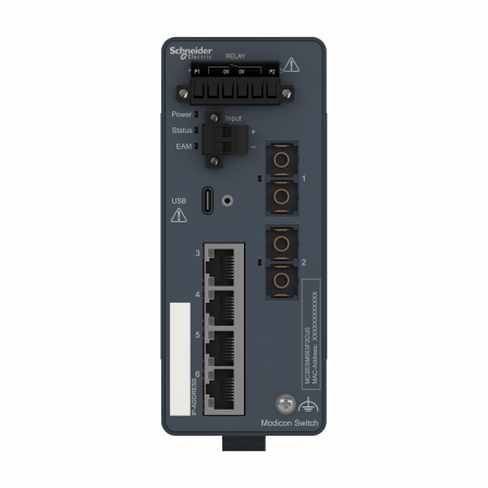 Modicon Switch administré - 4 ports cuivre & 2 ports fibre multimode
