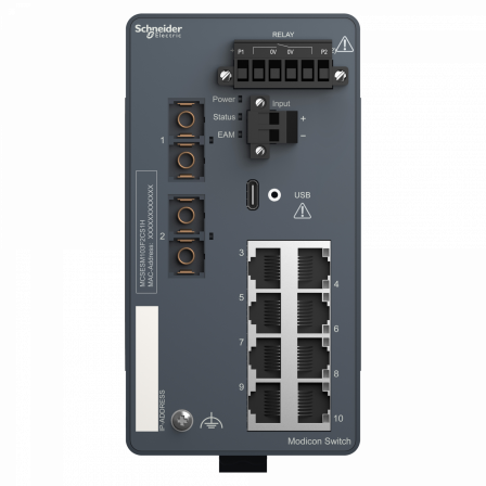 Modicon Extended Managed Switch - 8 ports cuivre + 2 ports fibre opti SM - Harsh
