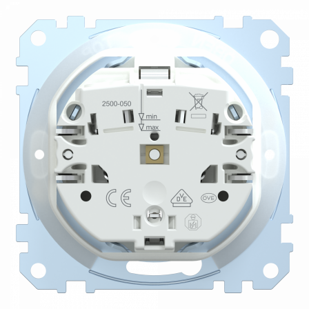 System M - Prise 2P+T - std all. - IP44 - borne auto - blanc brillant