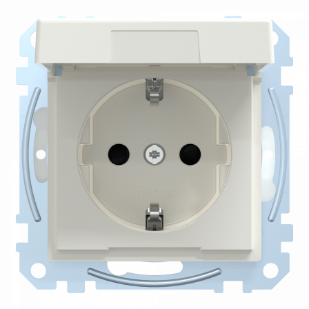 System M - Prise 2P+T - std all. - IP44 - borne auto - blanc brillant