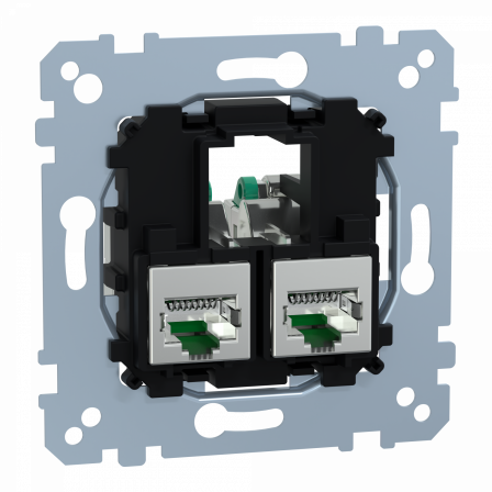 D-Life - prise double RJ45 équipée S-One Cat6 FTP/STP blindé - méca seul