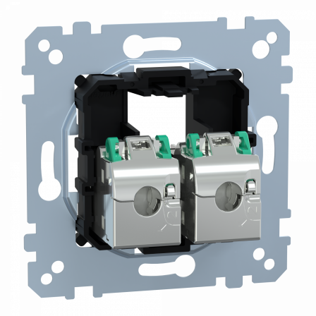 D-Life - prise double RJ45 équipée S-One Cat6 FTP/STP blindé - méca seul