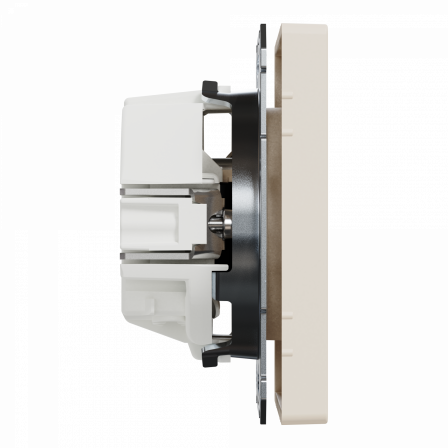 D-Life - prise de courant 2P+T - FR - méca + enjoliveur - blanc sable