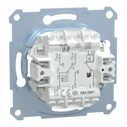 D-Life - interrupteur dble va-et-vient + bouton-poussoir NO/NF - 10A - méca seul
