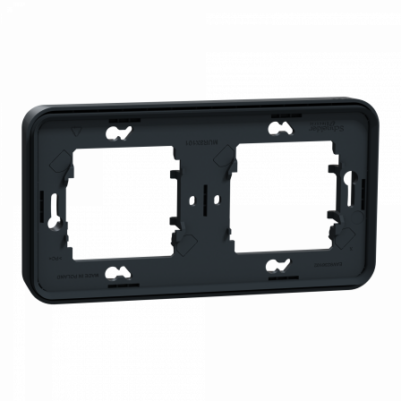 Mureva Styl - Cadre 2 postes horizontal - encastré - IP55 - IK08 - gris