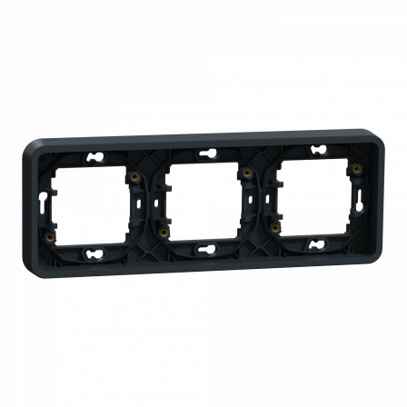 Mureva Styl - Cadre 3 postes horizontal - encastré - IP55 - IK08 - gris