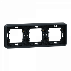 Mureva Styl - Cadre 3 postes horizontal - encastré - IP55 - IK08 - gris