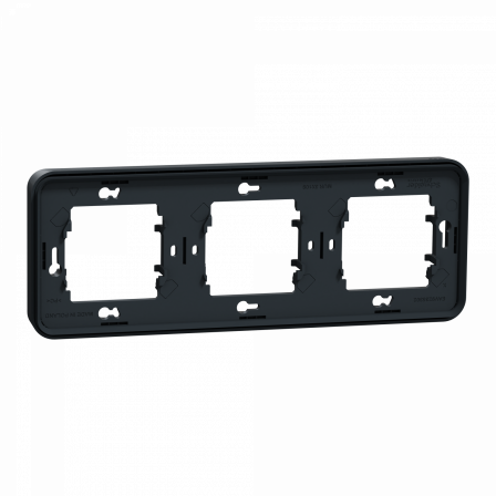 Mureva Styl - Cadre 3 postes horizontal - encastré - IP55 - IK08 - gris