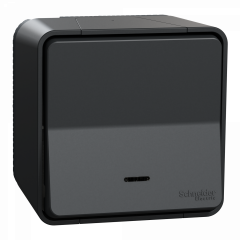 Mureva Styl - Bouton poussoir lumineux LED - saillie - IP55 - IK08 - gris