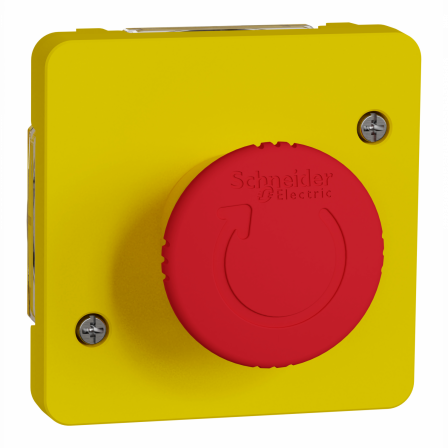 Mureva Styl - Arrêt d'urgence 1/4 tour - composable IP55 - IK08 - jaune