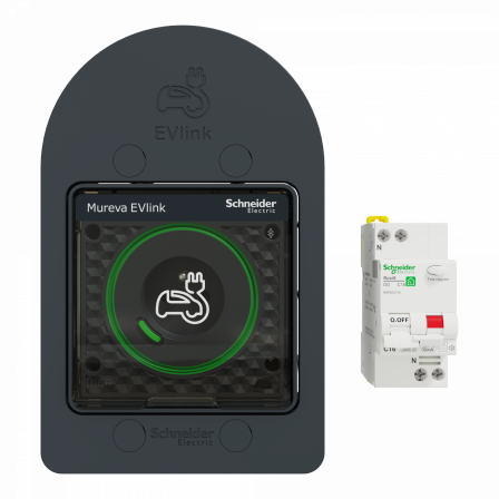 Kit Mureva EVlink - Protection + Prise courant 2P+T renforcée VE IP66 IK08 gris