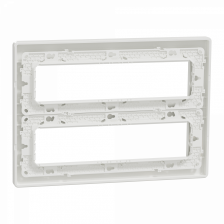 Unica - support fixation +plaque finition boîte concent 2 rang 8 mod - Blanc ant