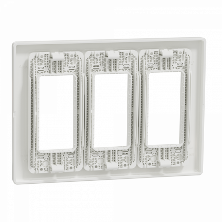Unica - support + plaque boîte concentration - 3 col de 4 mod - Blanc