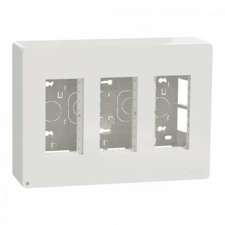 Unica - boîte de concentration saillie complète - 3 col de 4 mod - Blc antibact