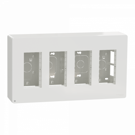 Unica - boîte de concentration saillie complète - 4 col de 4 mod - Blc antibact