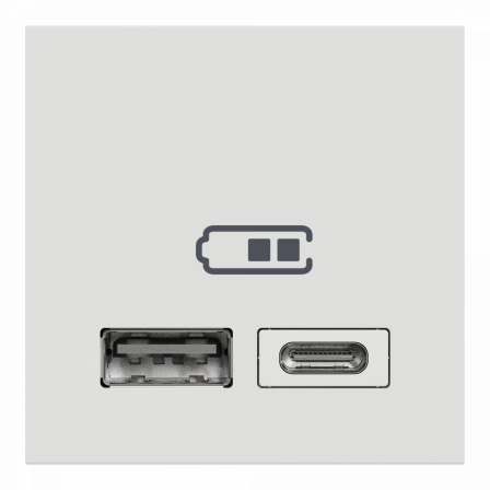 Unica - chargeur USB double - 5Vcc - 2,4A type A+C - 2 modul - blanc - méca seul