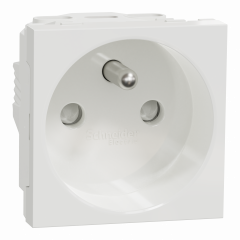 Unica - prise 2P+T - FR - 90° - vis - Blanc - méca seul