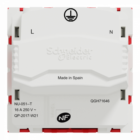 Unica - prise 2P+T - FR - 90° - goul - connex rap - détromp - Rouge - méca seul