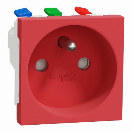 Unica - prise 2P+T - FR - 90° - goulotte - connexion rapide - Rouge - méca seul