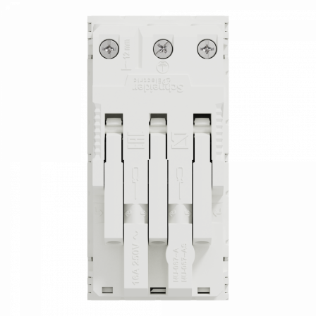 Unica - prise double 2P+T - DE - 45° - bornier à vis - Blanc - méca seul