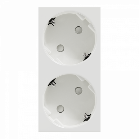 Unica - prise double 2P+T - DE - 45° - bornier à vis - Blanc - méca seul