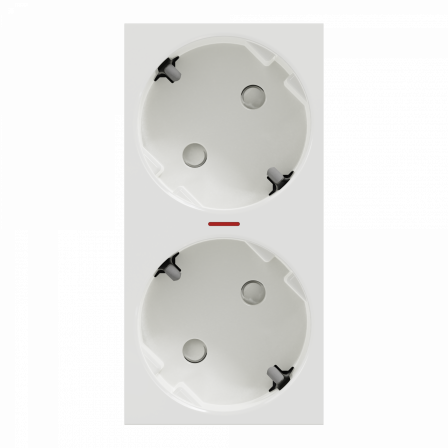 Unica - prise double lum 2P+T - DE - 45° - bornier à vis - Blanc - méca seul