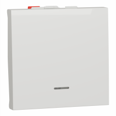 Unica - poussoir lumineux (localisation) - 10A - 2 mod - Blanc - méca seul