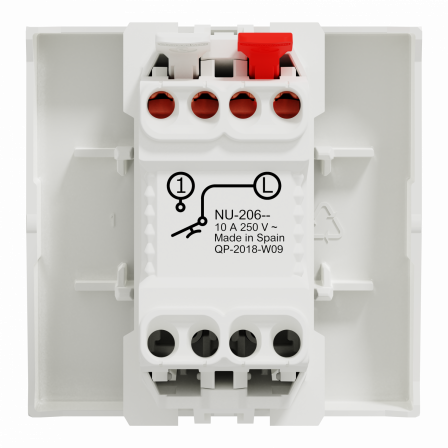 Unica - bouton-poussoir NO - 10A - connex rapid - 2 mod - Blanc anti - méca seul