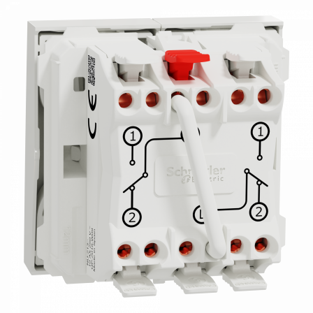 Unica - double va-et-vient - 10A - connexion rapide - 2 mod - Blanc - méca seul