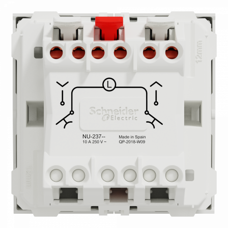 Unica - cde volet-roulant - double poussoir + STOP - 2 mod - Blanc - méca seul